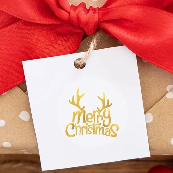 NEW! 🎉50 CLEAR gold foil Holiday stickers- 6 Designs- Clear stickers - Picture 8 of 8